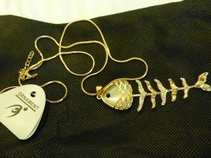 3D Fish Bone Gold Pendant Necklace #NA0004
