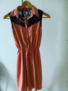 Sleeves Peach Color Dress #NC0007