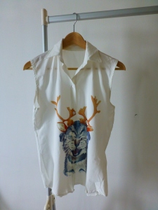 Tiger/Cat Print Sleeveless Shirt-Blouse #NC0010